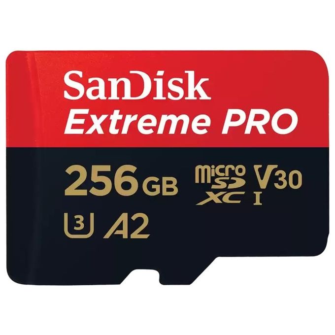SanDisk Extreme Pro Scheda di Memoria Flash 256Gb A2 - Video Class V30 - UHS-I U3 - Class10 UHS-I microSDXC