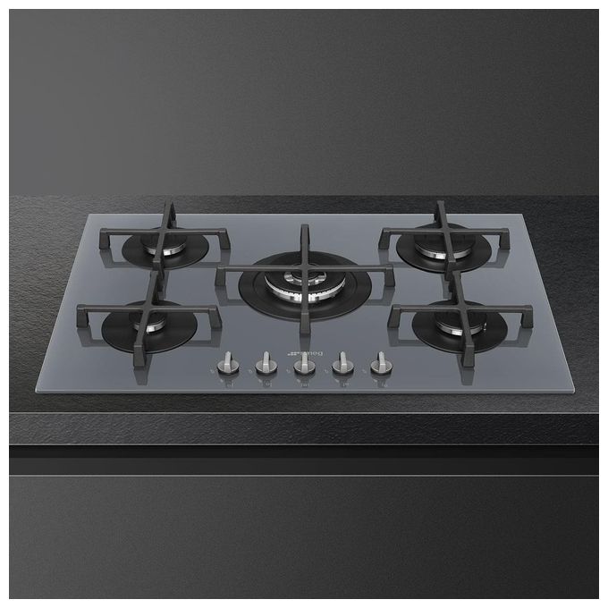 Smeg PV275S Piano Cottura a Gas 5 Zone Griglie in Ghisa 75 cm Argento