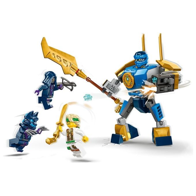 LEGO NINJAGO 71805 Pack Mech da Battaglia di Jay, Giochi per Bambini 6+, Action Figure Giocattolo da Costruire e 4 Minifigure