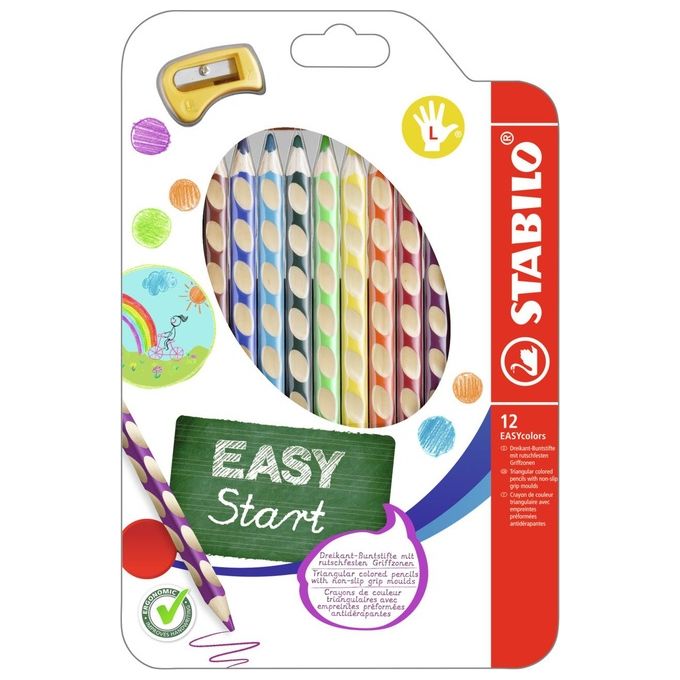 Matita colorata Ergonomica - STABILO EASYcolors - per Mancini - Astuccio da 12 - Colori assortiti