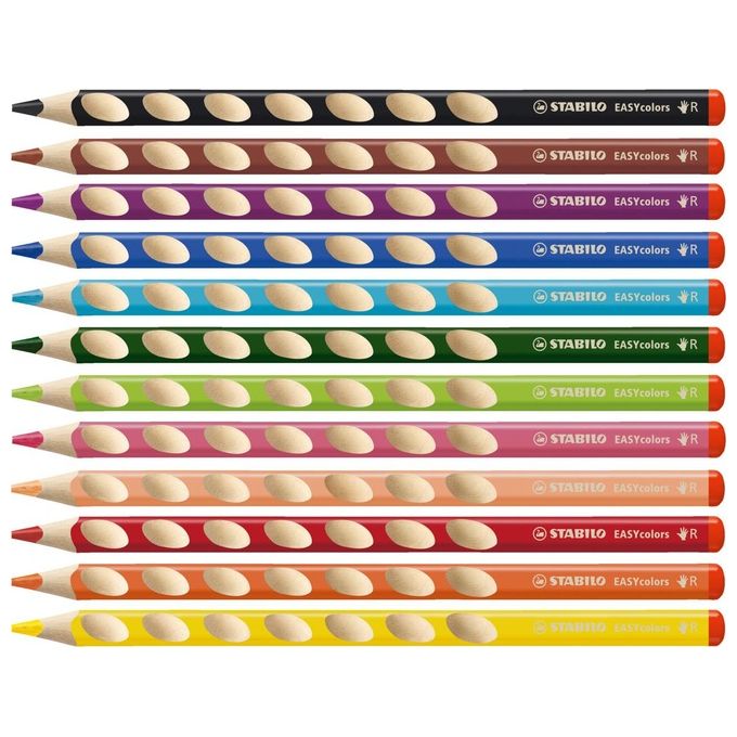 Matita colorata Ergonomica - STABILO EASYcolors - per Destrimani - Astuccio da 12 - Colori assortiti