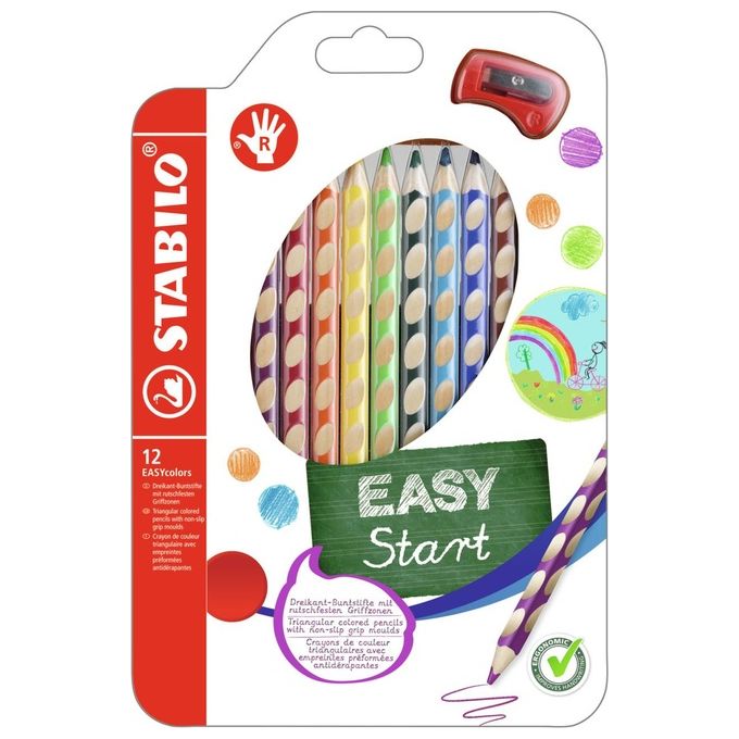 Matita colorata Ergonomica - STABILO EASYcolors - per Destrimani - Astuccio da 12 - Colori assortiti