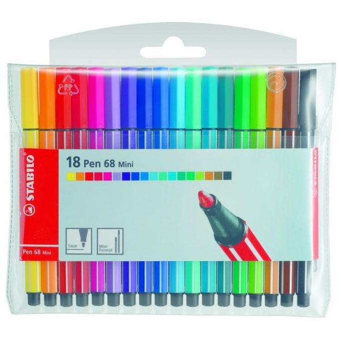Stabilo Pen 68 Single Pack. Astuccio In Plastica Da 15 Col.Ass.