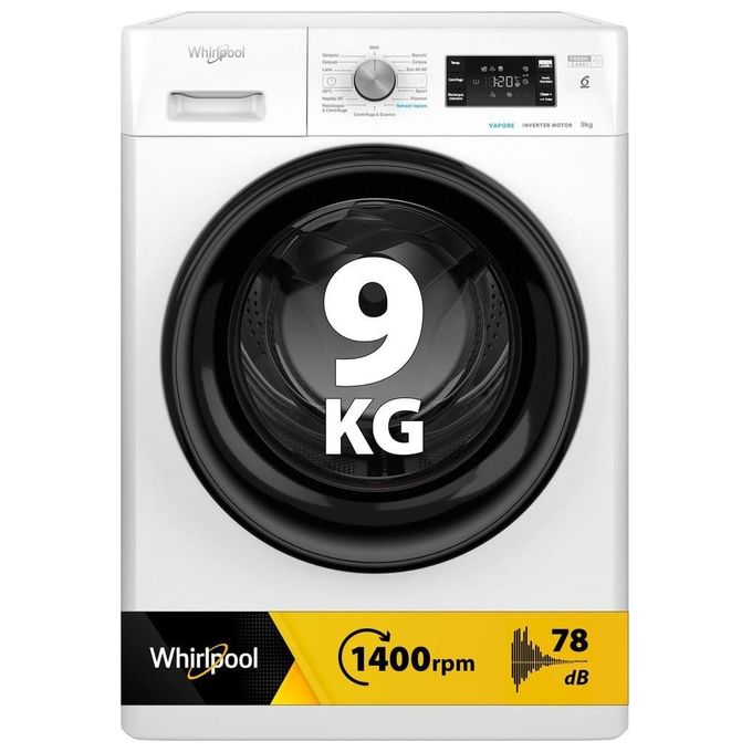 Whirlpool FFB 9479 BV IT Lavatrice a carica frontale 9 Kg 1400 giri Classe A 63 cm Inverter Vapore Tecnologia 6° Senso colore Bianco