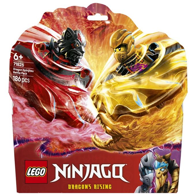 LEGO NINJAGO Battle Pack Draghi dello Spinjitzu - 2 Trottole Giocattolo Tempio Costruibile Elementi di Potere e 2 Minifigure Giochi per Bambini e Bambine da 6 Anni da La Rivolta dei Draghi 71826