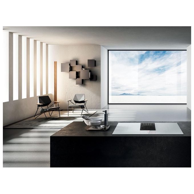 Elica NIKOLATESLA LIBRA WH-F-83 Piano cottura aspirante a Induzione con cappa integrata 4 zone 83 Vetro Bianco + Ghisa PRF0147775