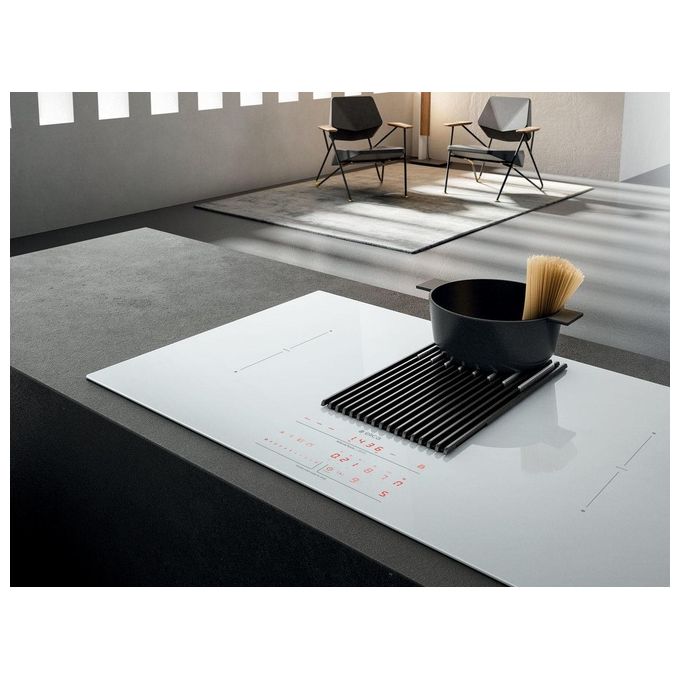 Elica NIKOLATESLA LIBRA WH-F-83 Piano cottura aspirante a Induzione con cappa integrata 4 zone 83 Vetro Bianco + Ghisa PRF0147775