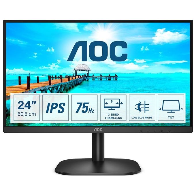 AOC Monitor 24B2XDA 23.8'' Full HD IPS 75Hz LED Senza Cornice Nero schermo pc