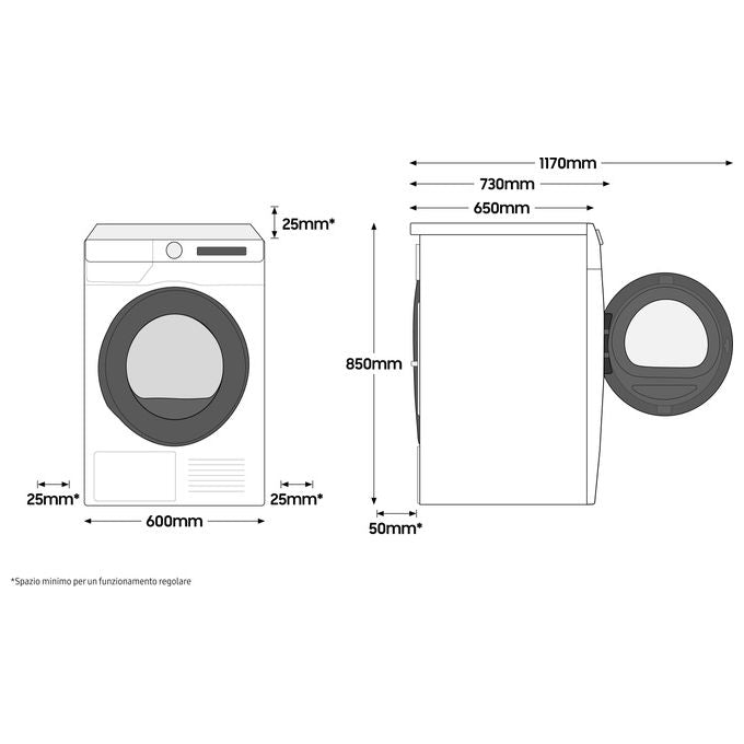 Samsung WD90T734ABH Lavasciuga AI Control UltraWash Ecolavaggio Ecodosatore Classe energetica E (B) Capacita' di carico 9-6 Kg Centrifuga 1400 giri Motore Digital Inverter Vapore Igenizzante