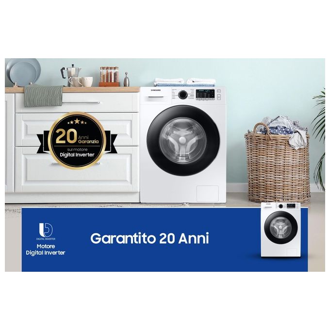 Samsung WW70TA026AE Lavatrice Carica Frontale Crystal Clean Classe energetica B Capacita' di carico 7 Kg Centrifuga 1200 giri Motore Digital Inverter Vapore Igenizzante Ecolavaggio bianco