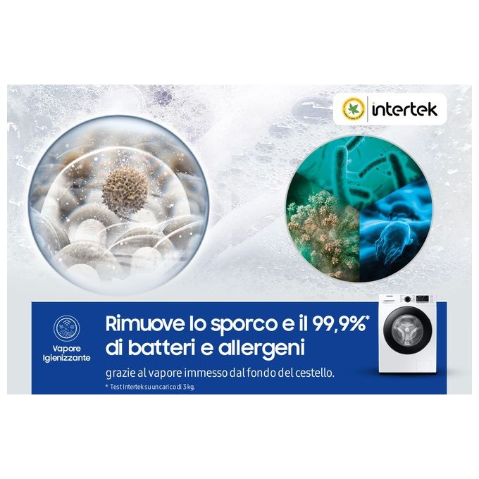 Samsung WW70TA026AE Lavatrice Carica Frontale Crystal Clean Classe energetica B Capacita' di carico 7 Kg Centrifuga 1200 giri Motore Digital Inverter Vapore Igenizzante Ecolavaggio bianco