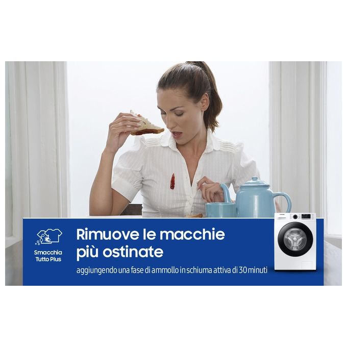 Samsung WW70TA026AE Lavatrice Carica Frontale Crystal Clean Classe energetica B Capacita' di carico 7 Kg Centrifuga 1200 giri Motore Digital Inverter Vapore Igenizzante Ecolavaggio bianco
