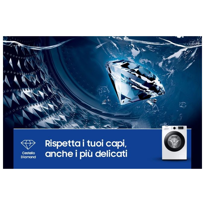 Samsung WW70TA026AE Lavatrice Carica Frontale Crystal Clean Classe energetica B Capacita' di carico 7 Kg Centrifuga 1200 giri Motore Digital Inverter Vapore Igenizzante Ecolavaggio bianco