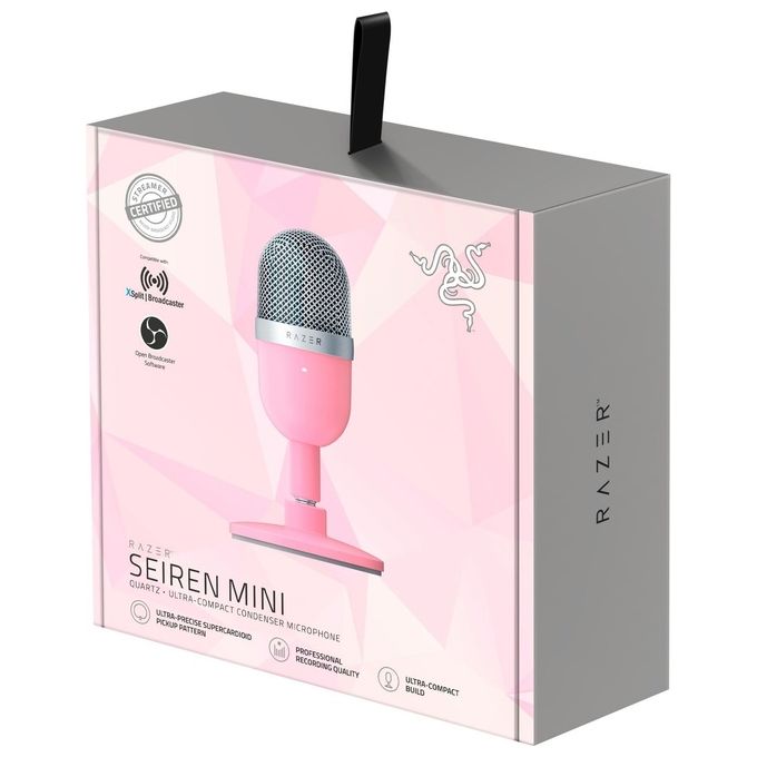 Razer Seiren Mini Quartz USB Microfono a Condensatore da Streaming Ultra-Compatto Rosa