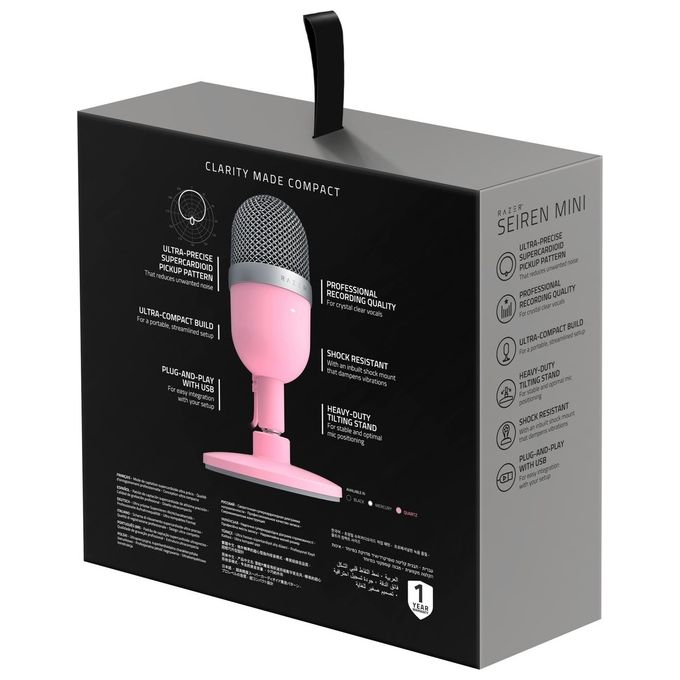 Razer Seiren Mini Quartz USB Microfono a Condensatore da Streaming Ultra-Compatto Rosa