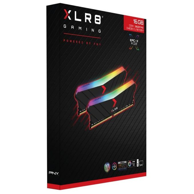PNY Kit di Memorie RAM DIMM XLR8 Gaming EPIC-X RGB DDR4 3600MHz 16GB (2x8GB)