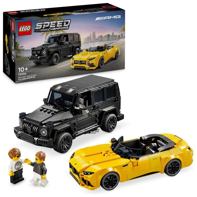 LEGO Speed Champions Mercedes-AMG G 63 e Mercedes-AMG SL 63 Macchine Giocattolo da Costruire 2 Modellini di Auto per Bambini e Bambine da 10 Anni con Minifigure di Piloti Regalo di Compleanno 76924