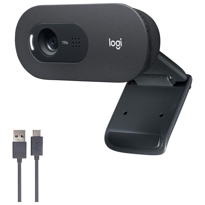 Logitech C505 Webcam HD - Videocamera USB Esterna 720p HD per Desktop o Laptop con Microfono a Lunga Portata, Compatibile con PC o Mac
