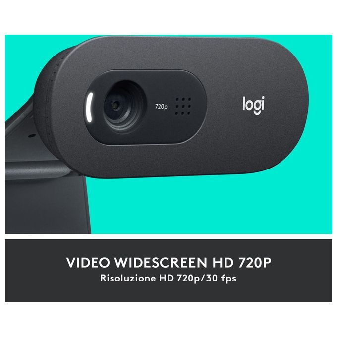 Logitech C505 Webcam HD - Videocamera USB Esterna 720p HD per Desktop o Laptop con Microfono a Lunga Portata, Compatibile con PC o Mac