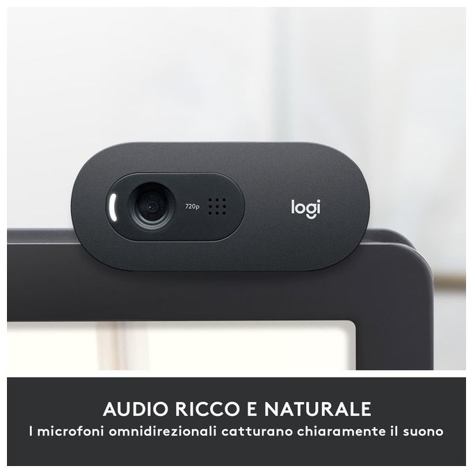 Logitech C505 Webcam HD - Videocamera USB Esterna 720p HD per Desktop o Laptop con Microfono a Lunga Portata, Compatibile con PC o Mac