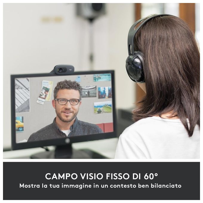 Logitech C505 Webcam HD - Videocamera USB Esterna 720p HD per Desktop o Laptop con Microfono a Lunga Portata, Compatibile con PC o Mac