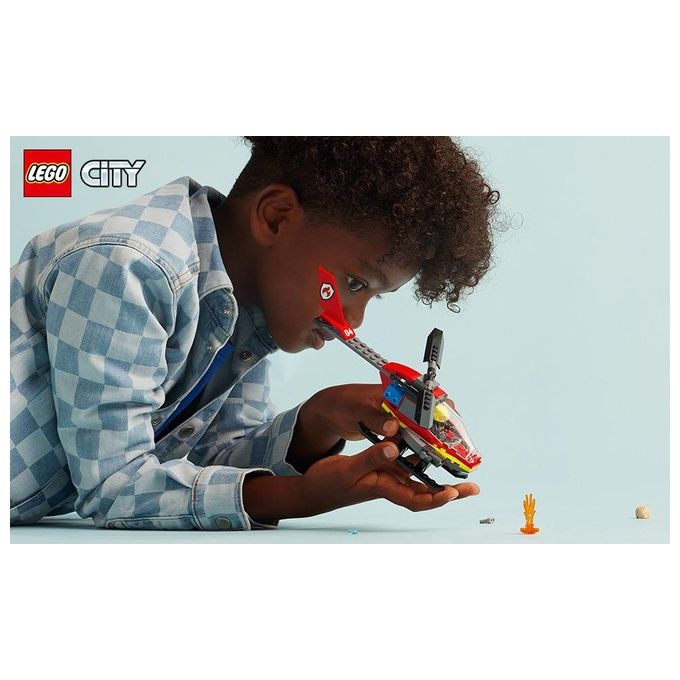 LEGO City 60411 Elicottero dei Pompieri, Veicolo Giocattolo con 2 Elementi Lancia-Acqua e Minifigure, Giochi per Bambini 5+