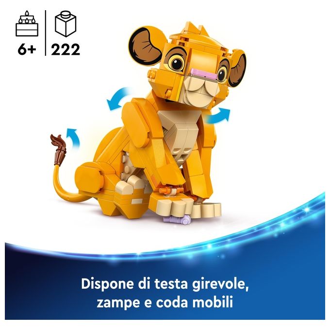 LEGO Disney Simba il Cucciolo del Re Leone Giochi di Fantasia per Bambini e Bambine da 6 Anni Personaggio Giocattolo Costruibile con Parti Snodabili dal Film d'Animazione Idea Regalo 43243