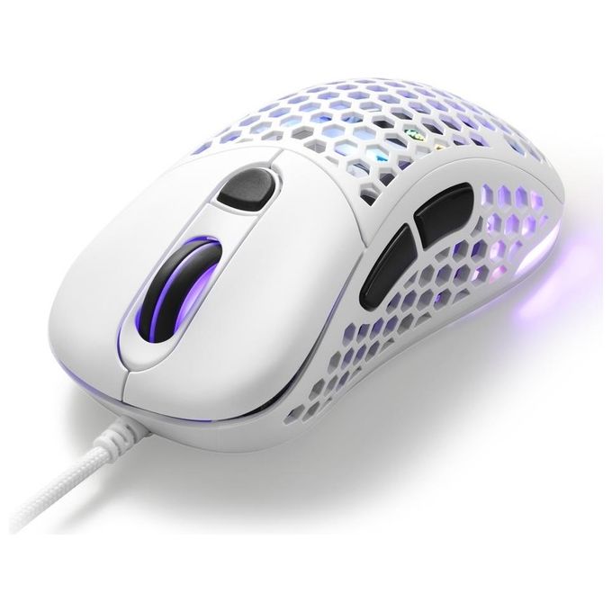 Sharkoon Light2-200 Mouse Gaming Black 16000 Dpi Max Rgb 6 Tasti Usb 1.8mt Bianco