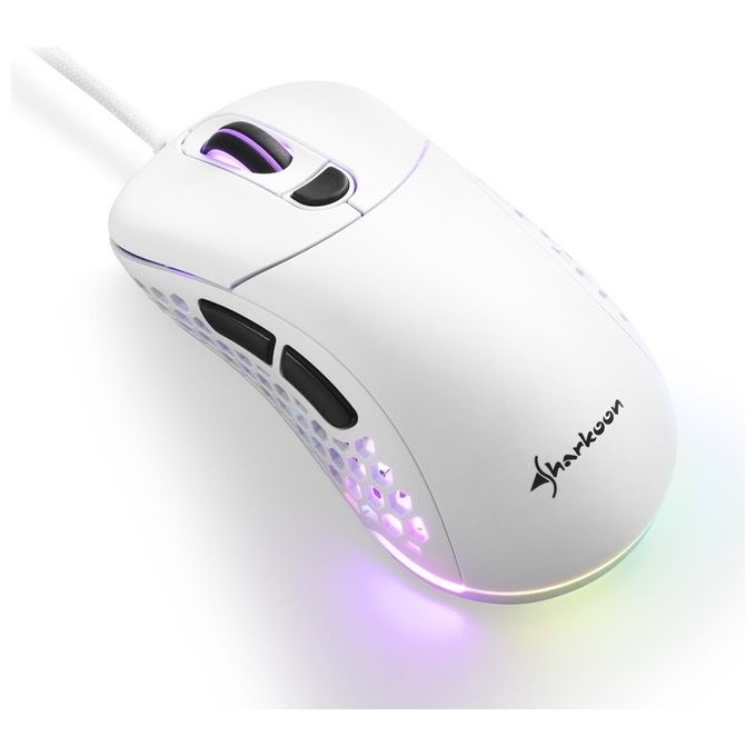 Sharkoon Light2-200 Mouse Gaming Black 16000 Dpi Max Rgb 6 Tasti Usb 1.8mt Bianco