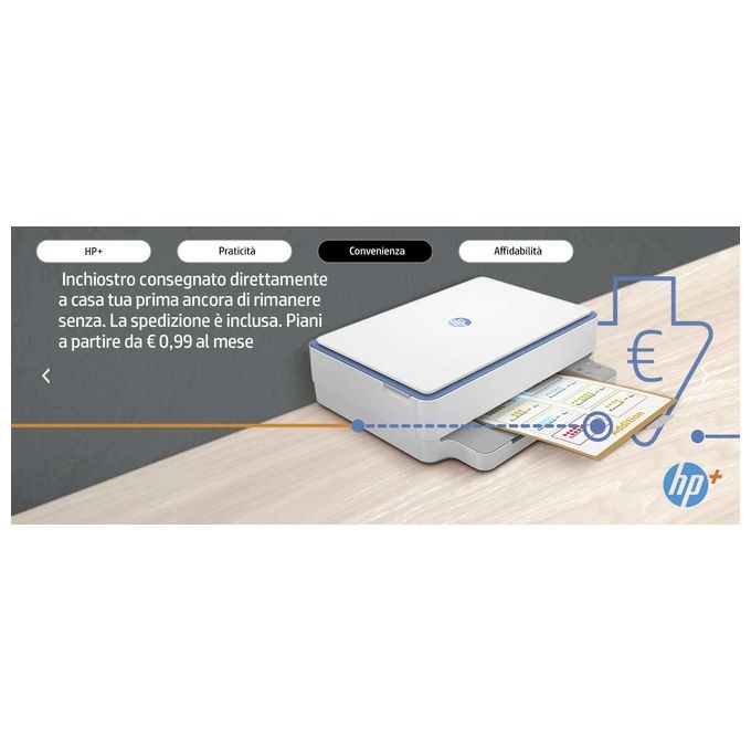 HP ENVY 6010e - Stampante multifunzione, stampante, scanner, fotocopiatrice, WLAN, Airprint con inchiostro istantaneo di 6 mesi, colore: Blu