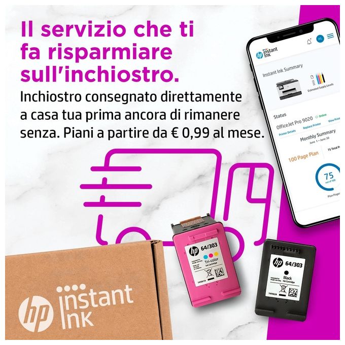 HP ENVY 6010e - Stampante multifunzione, stampante, scanner, fotocopiatrice, WLAN, Airprint con inchiostro istantaneo di 6 mesi, colore: Blu