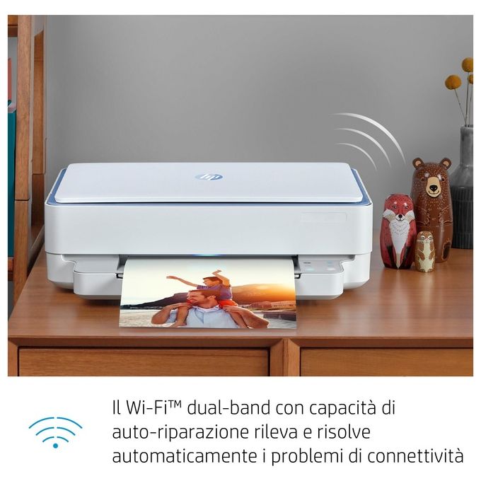 HP ENVY 6010e - Stampante multifunzione, stampante, scanner, fotocopiatrice, WLAN, Airprint con inchiostro istantaneo di 6 mesi, colore: Blu