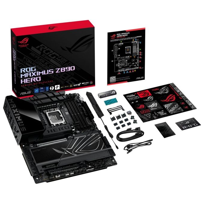 ASUS ROG Maximus Z890 Hero Scheda Madre Intel ATX 22122 Fasi di Alimentazione Slot DDR5 PCIe 5.0 GPD di Nuova Generazione 6 Slot M.2 WiFi 7 AI Overclocking Slot PCIe Q-Release Slim