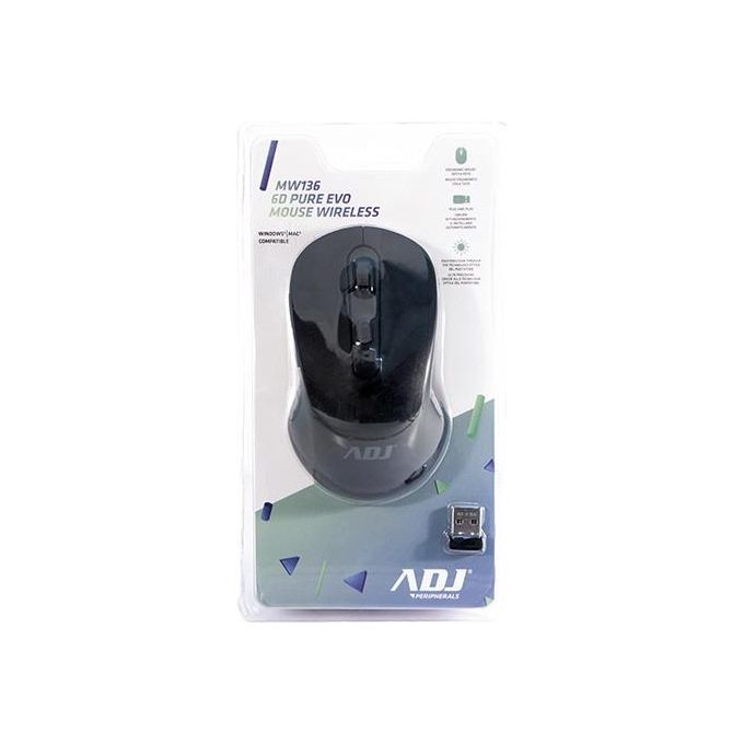 Adj Mouse Pure Evo Wireless MW136 Fino a 3600 Dpi Ottico Nero