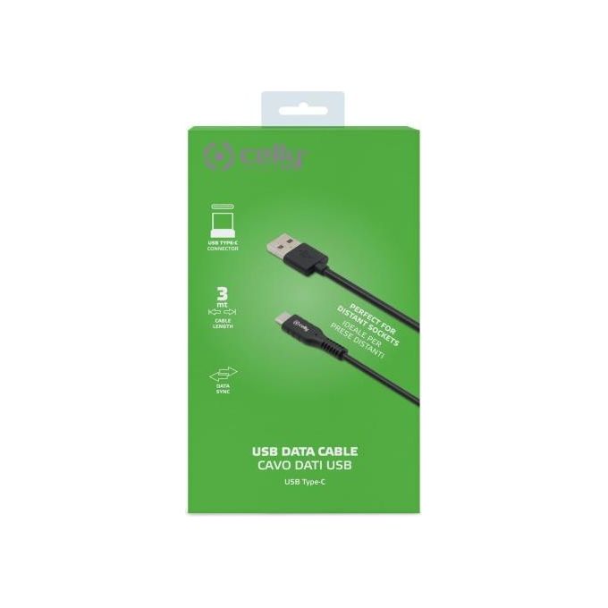 Celly Cavo Usb Usb-C 3mt Nero