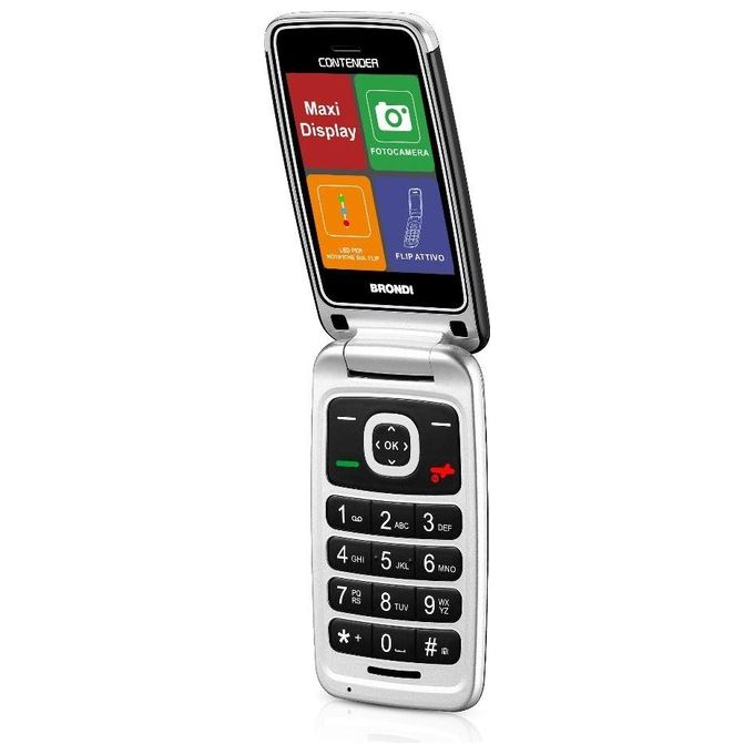 Brondi Contender Telefono Cellulare GSM Dual Sim con Tasti Grandi Bianco-Nero