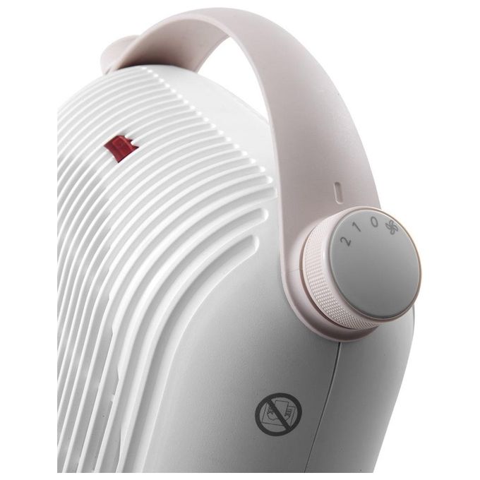 DeLonghi HFS30B24.W Termoventilatore da Tavolo 2400W 2 Livelli di Potenza Bianco-Rosa