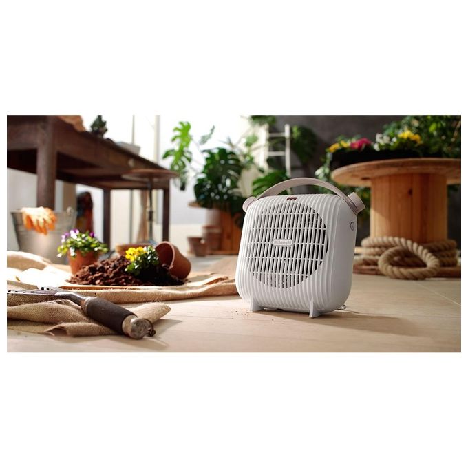 DeLonghi HFS30B24.W Termoventilatore da Tavolo 2400W 2 Livelli di Potenza Bianco-Rosa