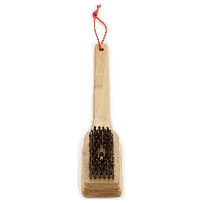 Weber 6275 Spazzola per Griglia in Bamboo 30 cm Setole in Acciaio Inossidabile Accessorio Barbecue colore Marrone