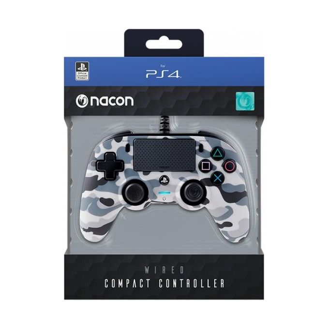 Nacon Compact Controller Camogrey con Cavo per PS4 Licenza Ufficiale Sony PlayStation