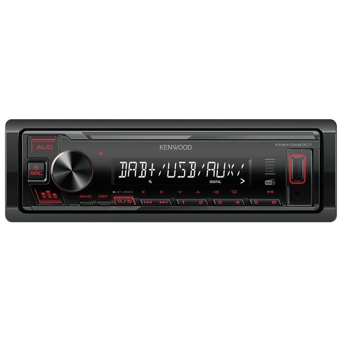 Kenwood KMM-DAB307 Sintolettore Usb Mechaless DAB Tasti Rossi Display Bianco