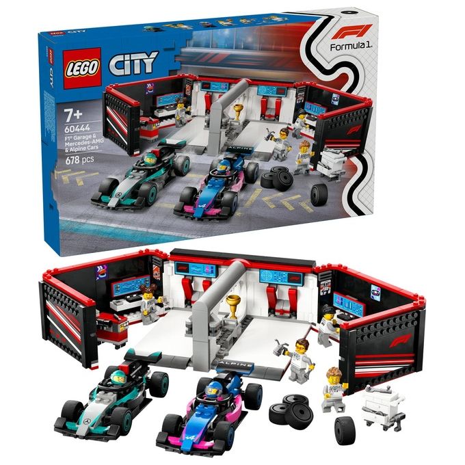 LEGO City Formula 1 Garage con monoposto Mercedes-AMG e Alpine F1 60444