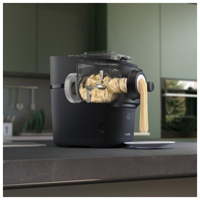 Philips Macchina per la pasta Serie 7000, Bilancia integrata, HR2665-96, Nero, 10 trafile