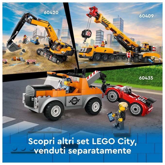 LEGO City Autogru' e Officina Auto Sportive Giocattolo Giochi Creativi da Meccanico per Bambini e Bambine da 4 Anni con Camion Carro Attrezzi e Macchina da Costruire Idea Regalo da Collezione 60435