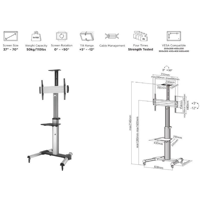 Conceptronic Supporto per Display Espositivi 70'' Nero-Bianco