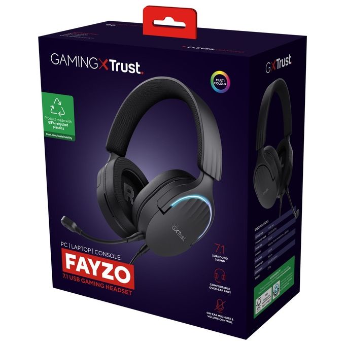 Trust Gaming GXT 490 Fayzo Cuffie Gaming USB con Audio Surround 7.1 Driver 50 mm Cavo 2mt Nero