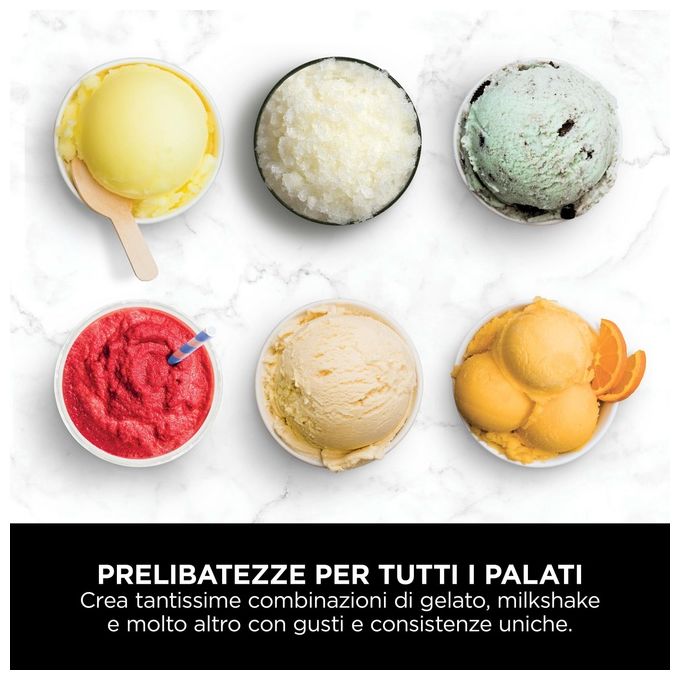 Ninja CREAMi Deluxe NC501EU - Gelatiera turbina elettrica con compressore, capacita' 2,1 L, potenza 800 W, 3 vaschette da 709 ml, 10 programmi (gelato, sorbetto, frappé…), funzione CREAMify, timer digitale, pezzi lavabili in lavastoviglie, Nero-Grigio