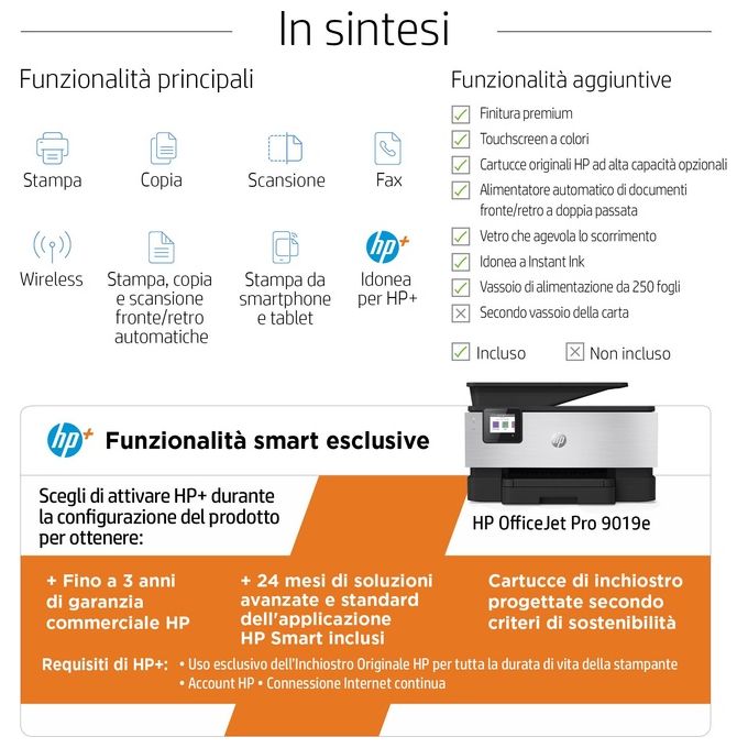 HP Pro 9019e Stampante Getto Termico d'Inchiostro A4 4800x1200 DPI 22 ppm Wi-Fi