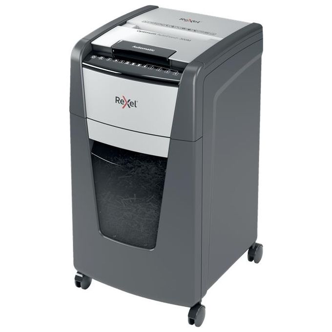 Rexel Optimum Auto Feed+ Distruggidocumenti Automatico 300 Fogli a Micro Frammento 60 Litri Cestino Removibile con Rotelle