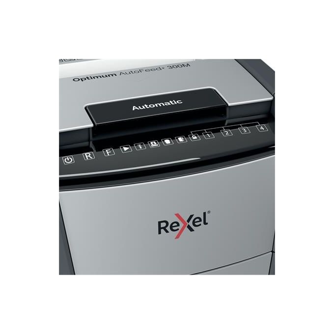 Rexel Optimum Auto Feed+ Distruggidocumenti Automatico 300 Fogli a Micro Frammento 60 Litri Cestino Removibile con Rotelle